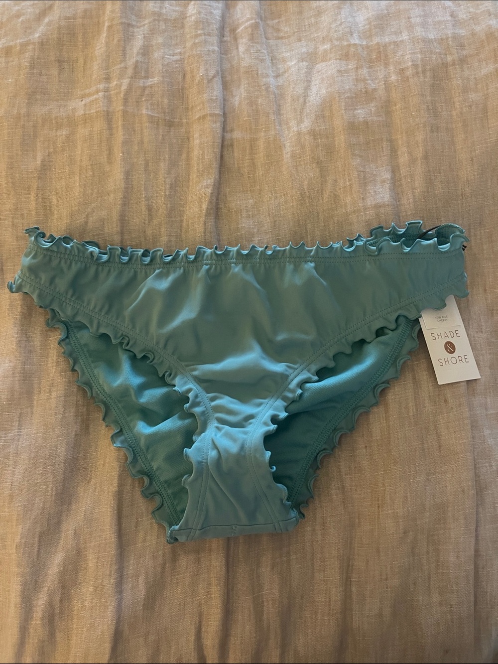 Shade & Shore Teal Ruffle-Trim Bikini Bottom